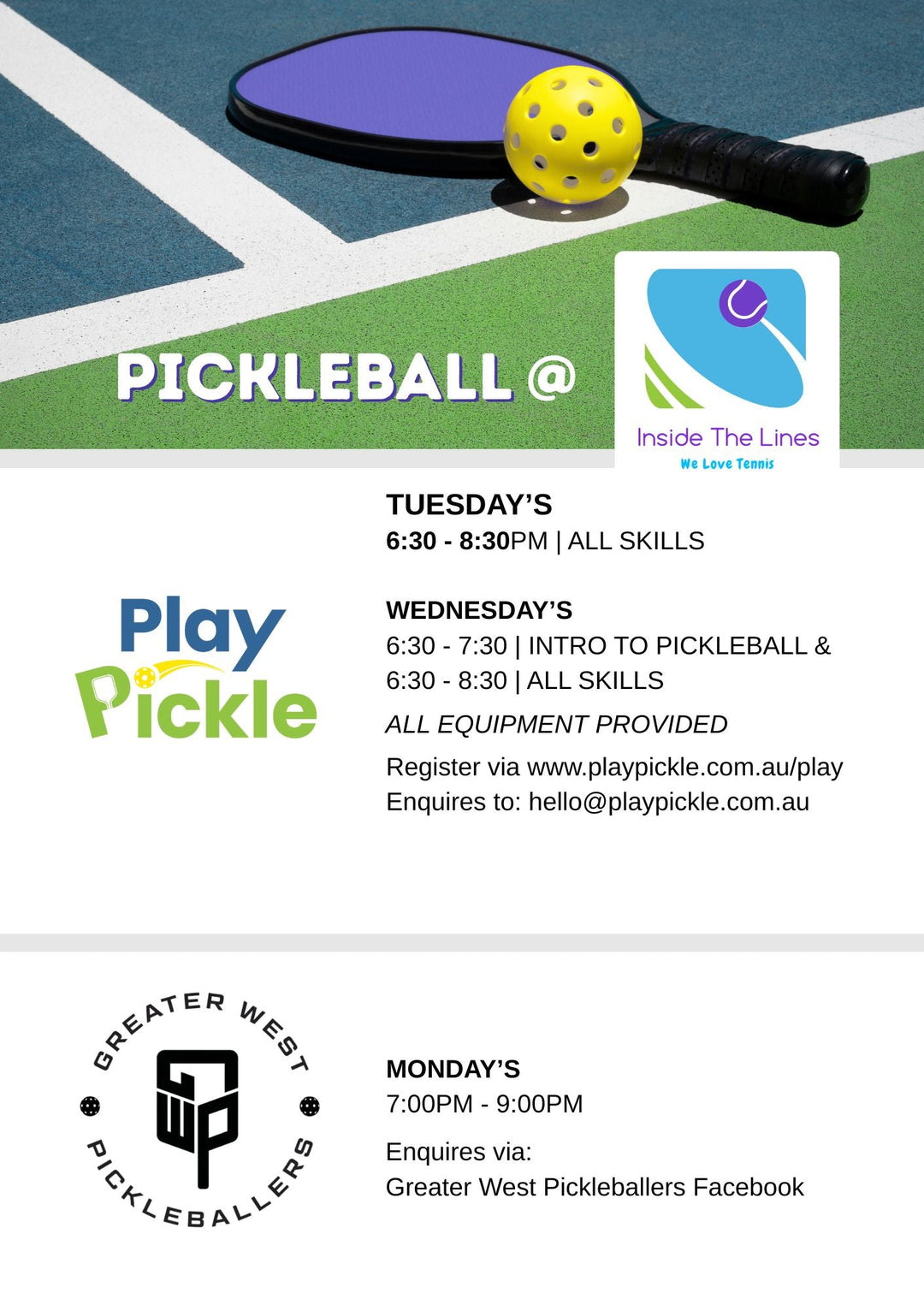 🎾 Pickleball at Inside The Lines Tennis! 🎾