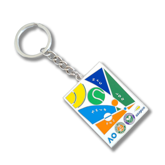 AO Grand Slam Keyring featuring the logos of Grand Slam Tournaments with a split keyring attachment and a high-quality finish.