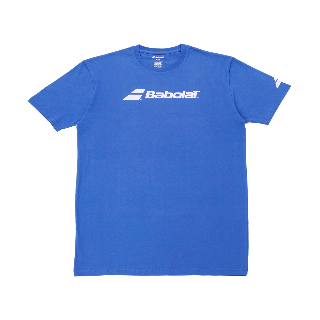 Babolat Logo T-Shirt in Blue, made from 100% cotton with the iconic Babolat logo on the front.