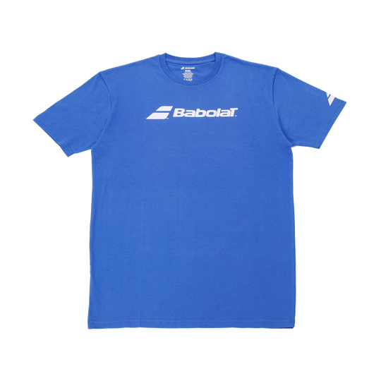 Babolat Logo T-Shirt in Blue, made from 100% cotton with the iconic Babolat logo on the front.