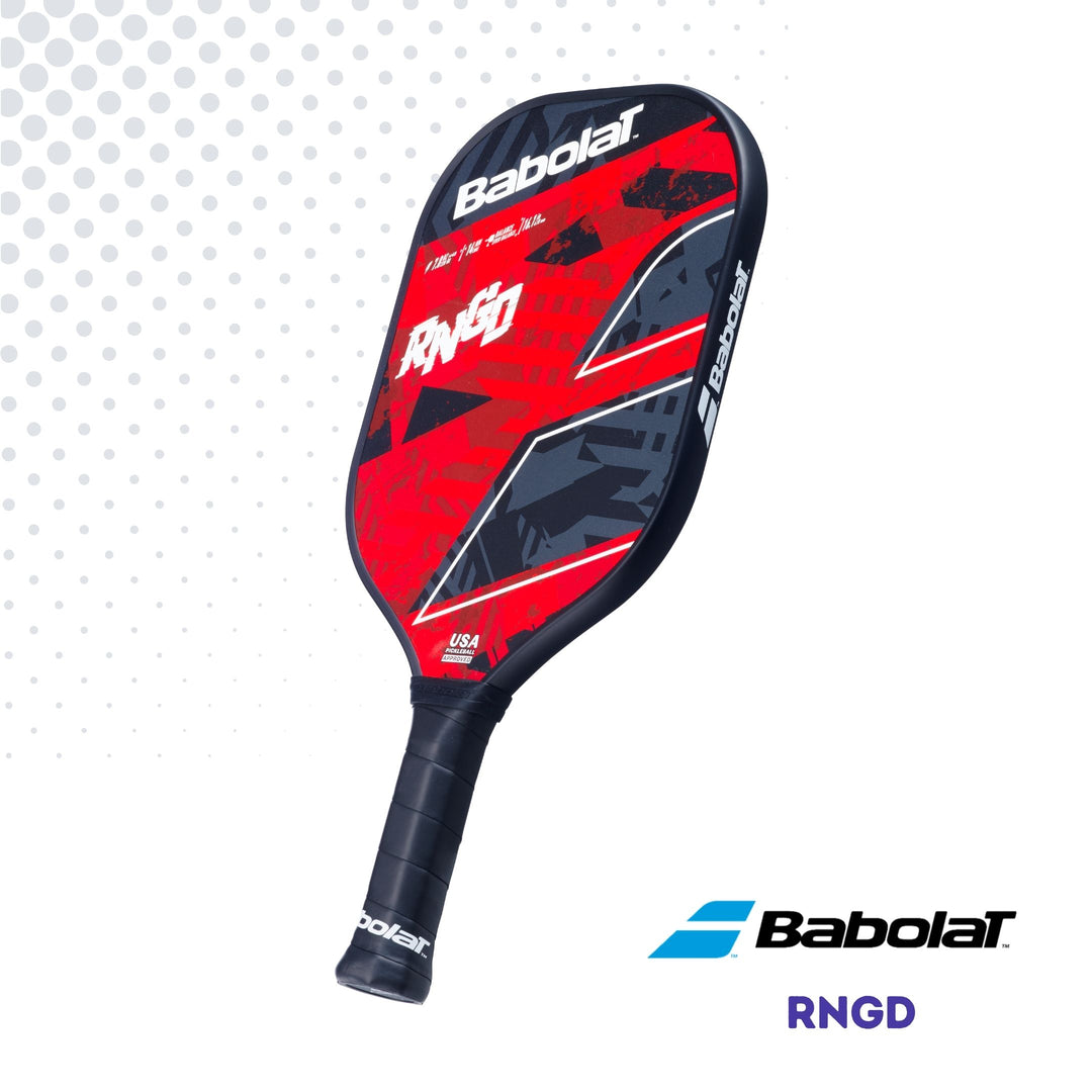 Right side of the Babolat RNGD paddle showcasing the red and black design, displayed against a white background.