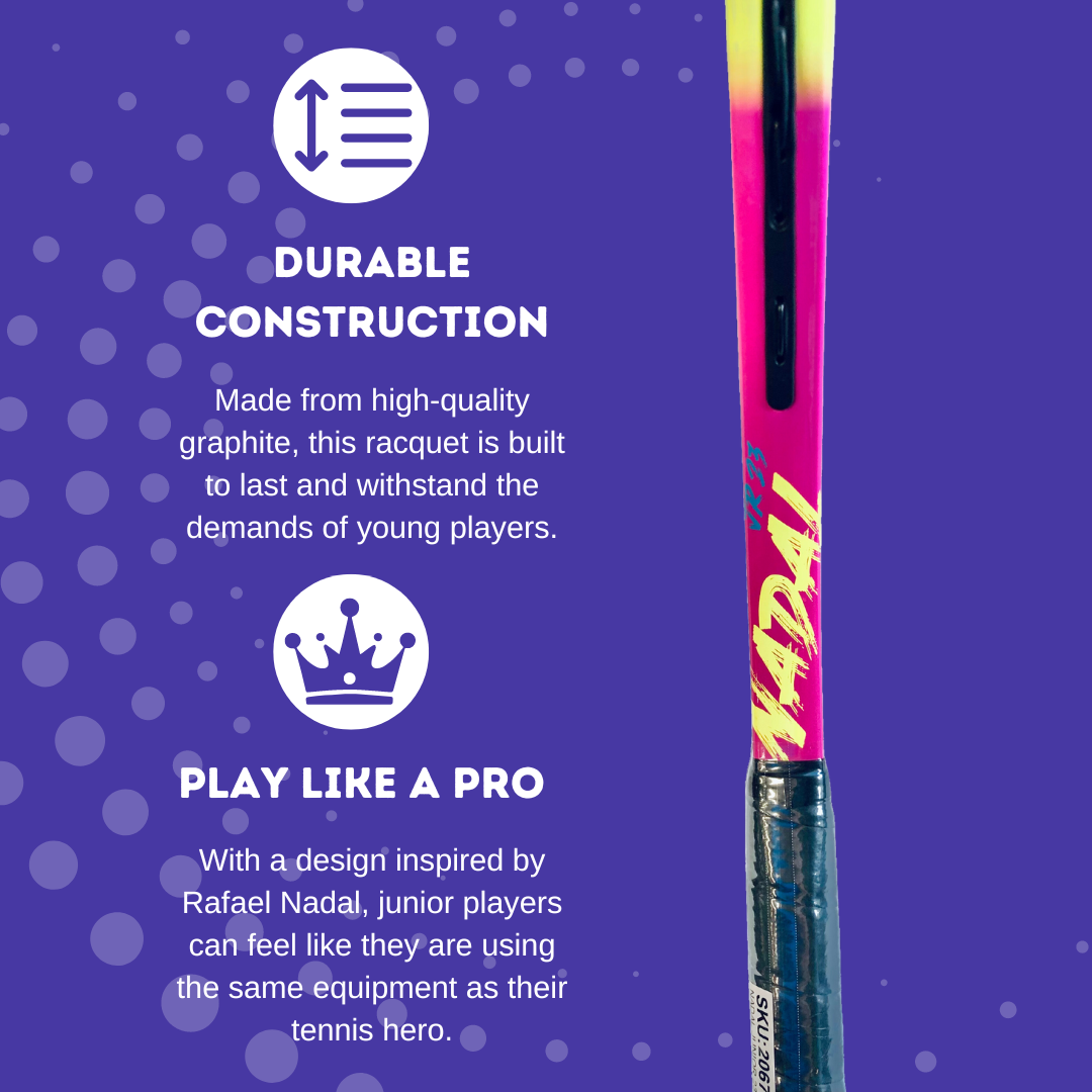 The Nadal Junior Racquet made of durable graphite so you can play like a Pro.