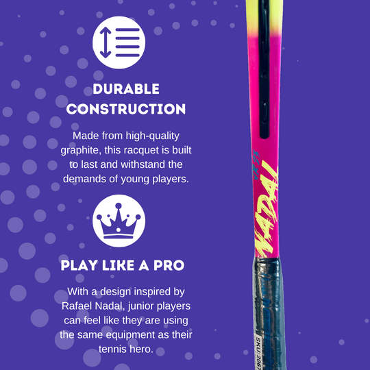 The Nadal Junior Racquet made of durable graphite so you can play like a Pro.