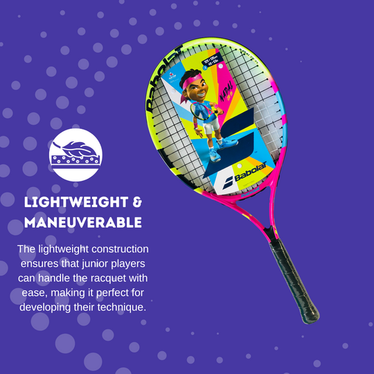 The Nadal Junior Racquet is Lightweight and maneuverable ensuring players can handle with ease.