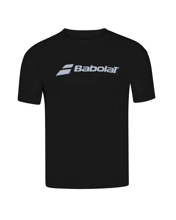 Babolat Logo T-Shirt in Black, made from 100% cotton with the iconic Babolat logo on the front.
