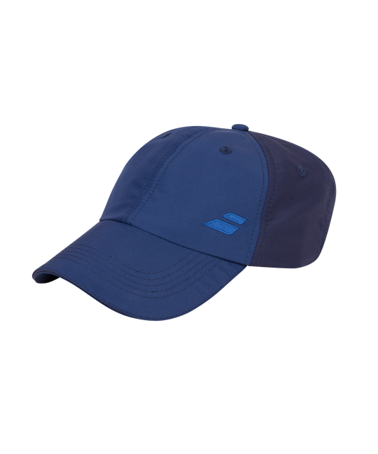 Navy Babolat Cap made from 100% polyester for lightweight comfort and quick sweat absorption, suitable for tennis players of all levels.