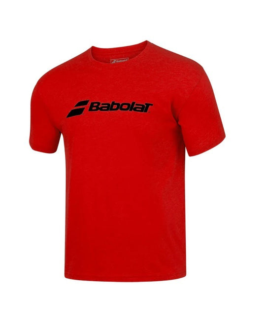 Babolat Junior Logo T-Shirt in Red, made from 100% cotton with screen printing on the front.