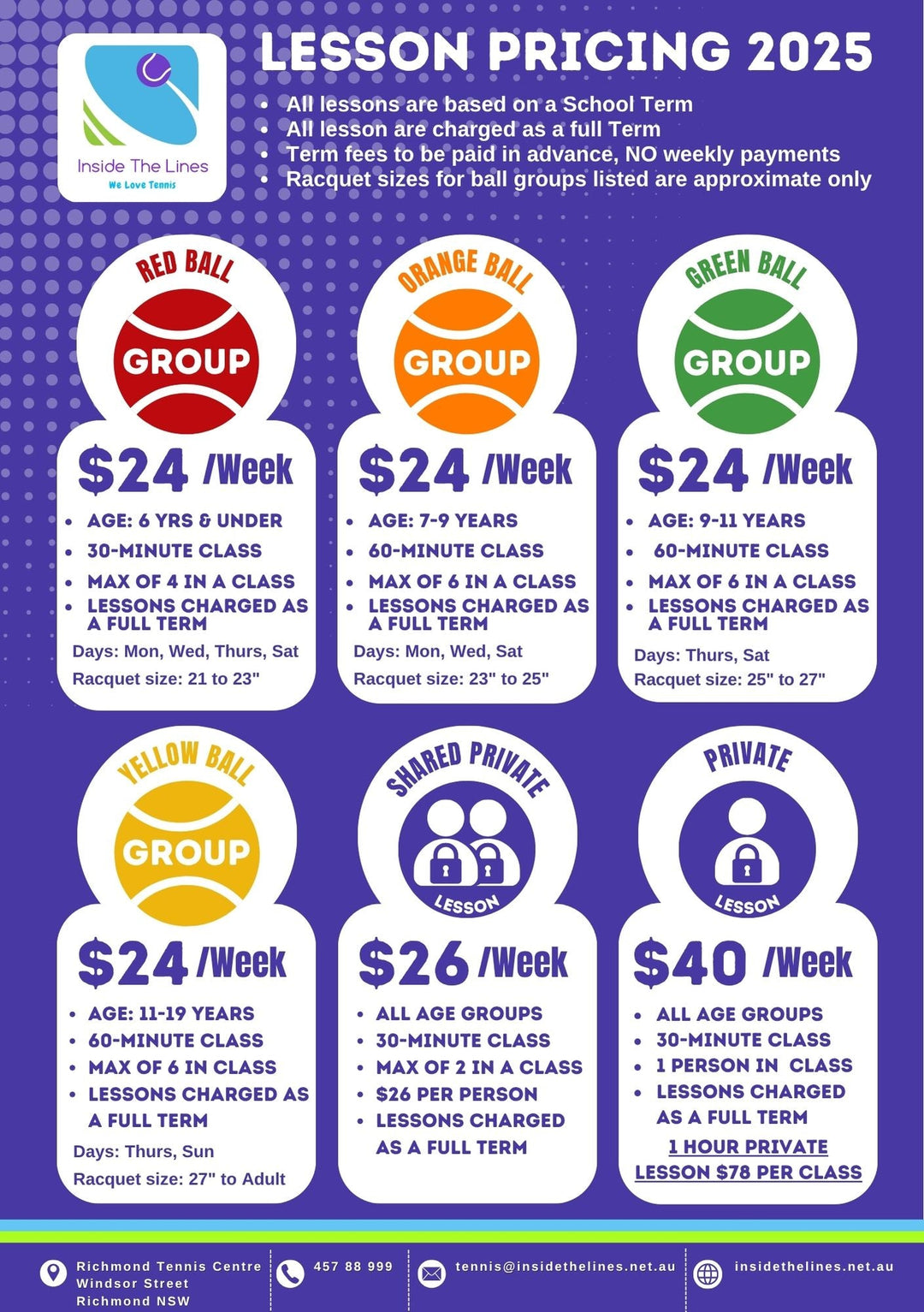 Lesson Pricing 2025