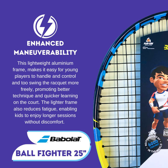 Babolat Ball Fighter 25" Enhanced Maneuverability: Lightweight frame promotes better control and longer practice sessions.