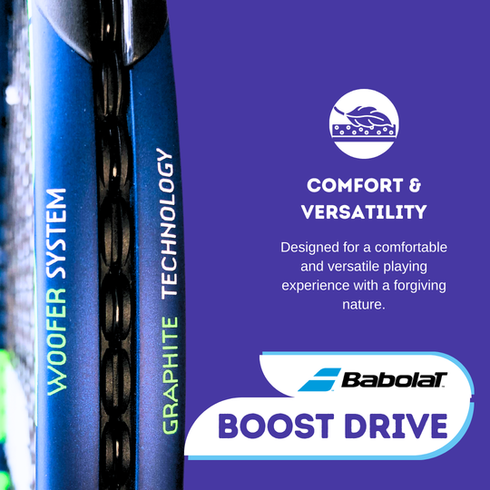 The Babolat Boost Drive and Boost Rafa offer comfort and versatility: Designed for a comfortable and versatile playing experience with a forgiving nature.