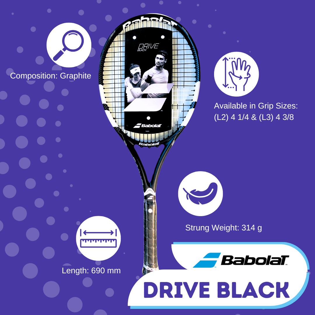 Babolat Drive Black Tennis Racquet – Inside the Lines Tennis Academy