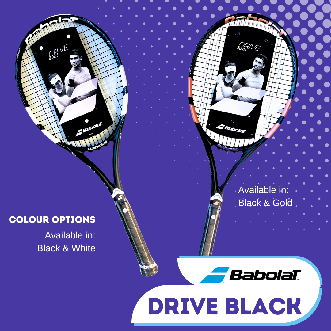 Babolat Drive Black Tennis Racquet available in Black and White or Black and Gold