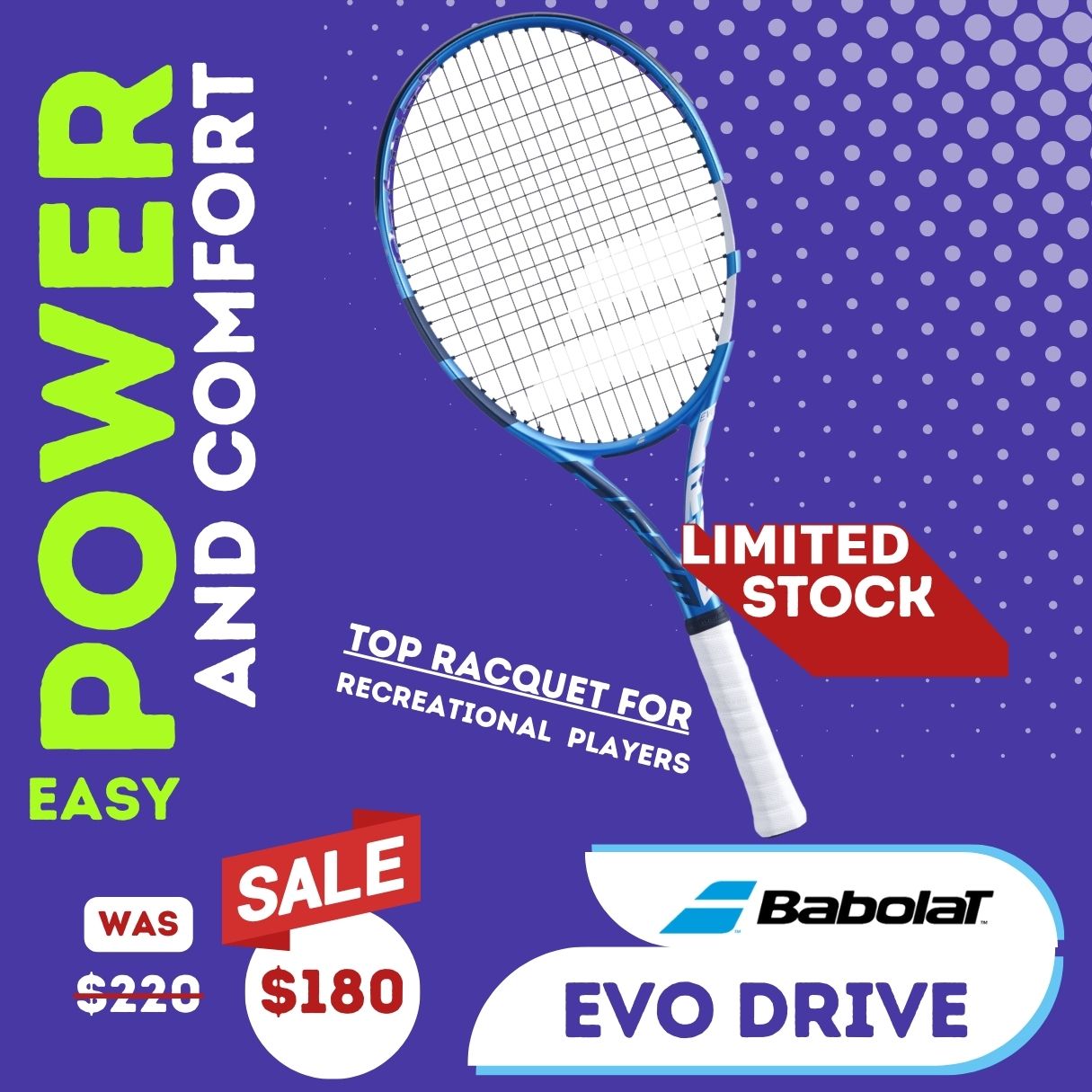 Love the Boost Drive but need a more affordable option? Discover the Babolat Evo Drive – power and comfort without breaking the bank!