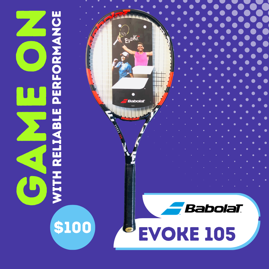 Improve your game with the Babolat Evoke 105 Tennis Racquet, perfect for beginners and early intermediates. Affordable, reliable, and available in two grip sizes for a personalized fit.