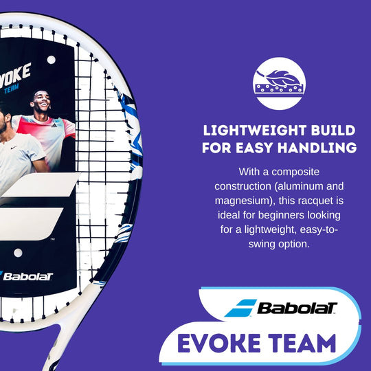 Babolat Evoke Team is lightweight for easy handling.