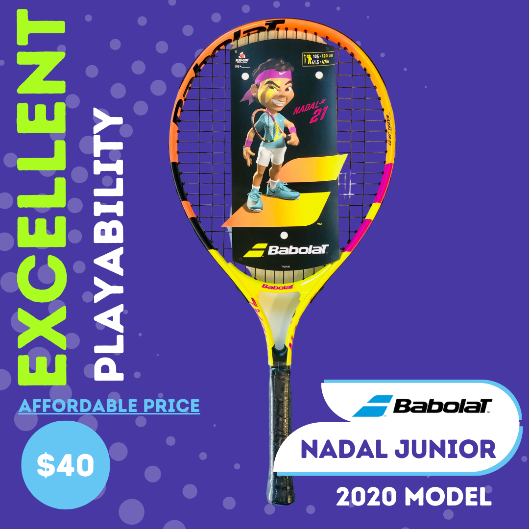 Nadal Junior 2020 Model: Excellent Playability, $40: Junior racquet offering great playability for young players.