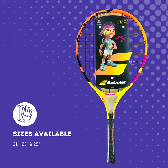 Nadal Junior 2020 Model: Sizes Available in 21", 23", and 25": Multiple sizes to suit young players of different heights and ages.