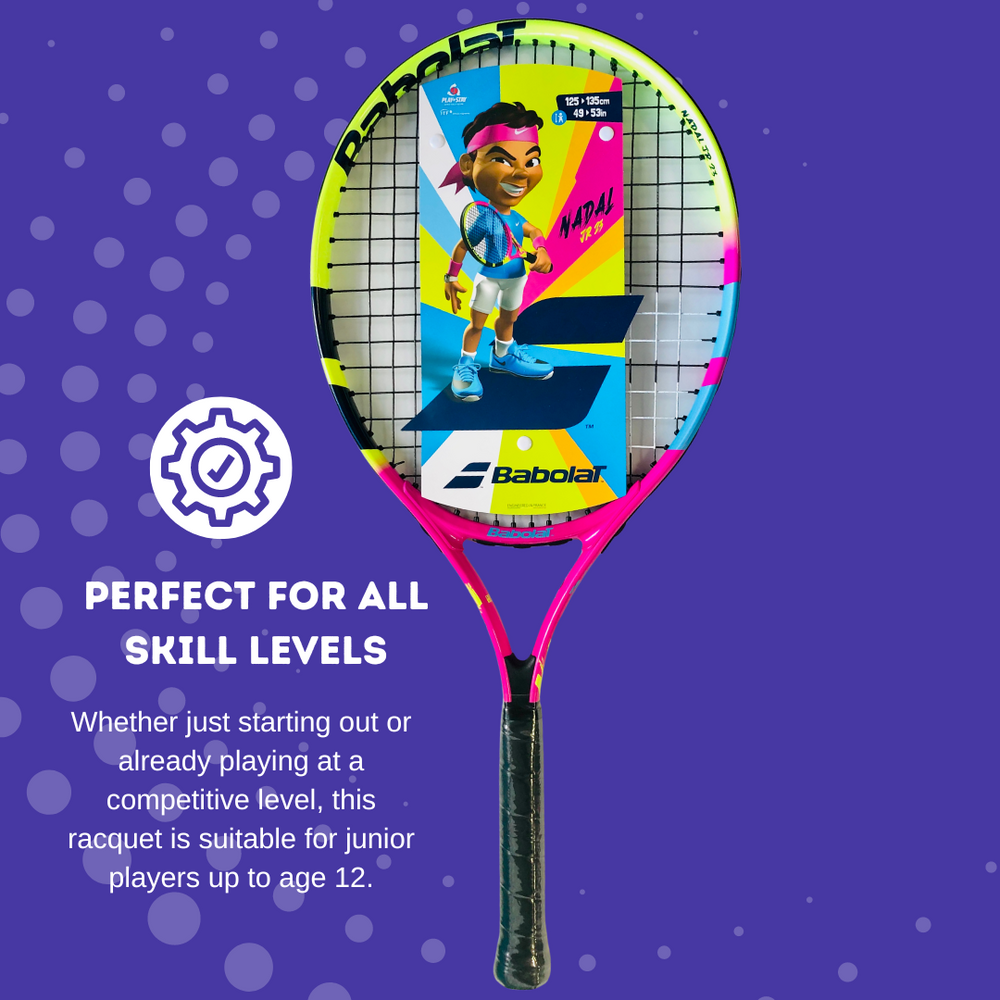 The Nadal Junior is perfect for all skill levels up to the age of 12 years old.