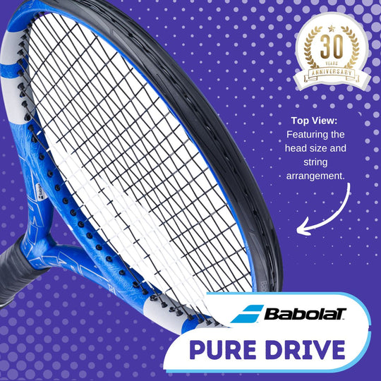 Babolat Pure Drive Anniversary 2024 Model Top View Featuring head size and string arrangement.